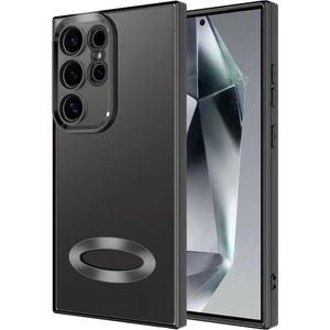 Case World Samsung Galaxy S24 Ultra Kapak Yanları Renkli Lens Korumalı Logo Gösteren Şeffaf Luxury Silikon Kılıf - Siyah