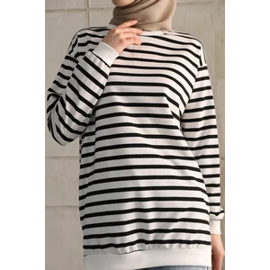 Sevenline Iki Iplikli Tesettür Tunik Çizgili Sweatshirt