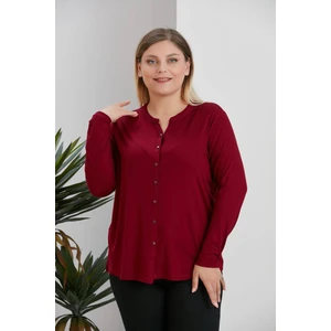 Butik Ayseba Kadın Düz Renk Büyük Beden Pamuklu Gömlek Anne Bluz
