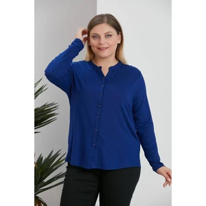 Butik Ayseba Kadın Düz Renk Büyük Beden Pamuklu Gömlek Anne Bluz