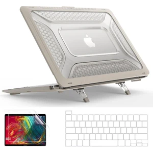 Apple MacBook Pro 13.3'' Antishock Katlanabilir Standlı Armor Ön Arka Kapak Kılıf ve Koruyucu Set A2338 A2289 A2251 A2159 Seri