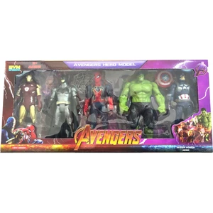 5'li Işıklı Büyük Boy Figür Hulk Örümcek Adam Batman Demir Captain Amerika Oyuncak
