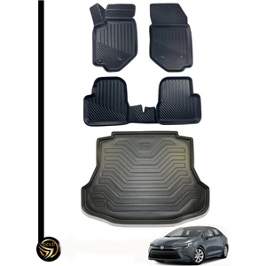 Toyota Corolla 2019-2024 Sedan 3D Havuzlu Oto Paspas + Bagaj Havuzu Lila Ikili Set