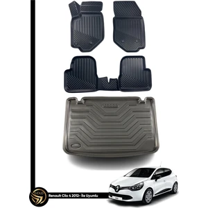 Renault Clio 4 3D Havuzlu Oto Paspas Hatchback 2012-2019 + Bagaj Havuzu Lila Ikili Set