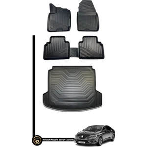 Black Gold Renault Megane 4 3D Havuzlu Oto Paspas Sedan ve Bagaj Havuzu  Set