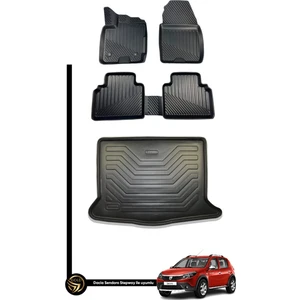 Black Gold Dacia Sandero 2021-2024 3D Havuzlu Oto Paspas ve Bagaj Havuzu  Set