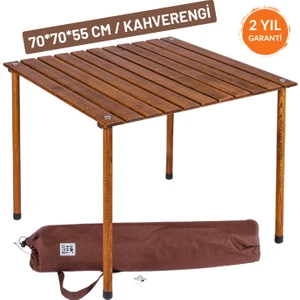 Bag The Joy 70x70x55 Katlanır Rulo Kamp ve Piknik Masası - Kahverengi