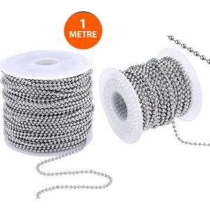 2,3 mm Top Zincir, 1 Metre, Tırnak Makası Zinciri,  Ball Chain, Cüzdan Zinciri, Kartzinciri