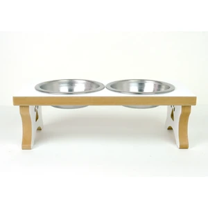 Ahşap Çelik Kaseli Kedi-Köpek Mama ve Su Kabı Stantı-2*350ml.