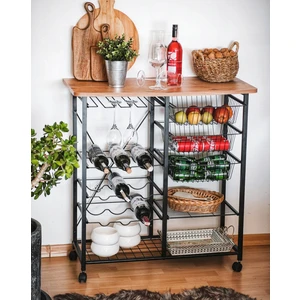 Tekerlekli Raf Mutfak Bangosu Şaraplık Kahve Köşesi 5195
