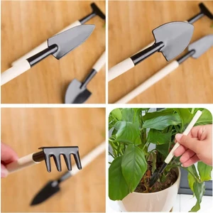 3 Parça Mini Bitki Hobi Bahçe Seti Saksı Sukulent Bakım Çapa Tırmık Kürek