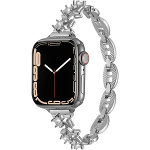 Apple Watch 1/2/3 42MM Uyumlu Kordon Yıldız Figürlü Parlak Taşlı Metal Kordon