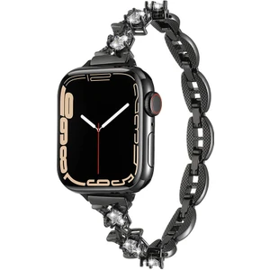 Apple Watch 1/2/3 38MM Uyumlu Kordon Yıldız Figürlü Parlak Taşlı Metal Kordon