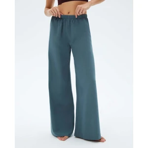 Ayma Active Kadın Mavi  Wide Keten Pantolon - Bel Lastikli, Bol Paça, Arkada İki Cepli, Hafif ve Hava Geçiren Kumaş, Günlük, Ev ve Hafif Spor Kullanım İçin Rahat Pantolon