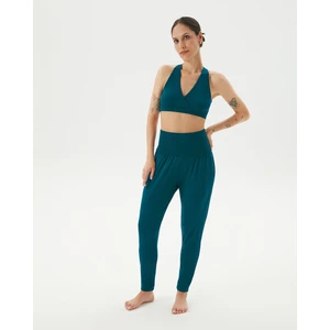 Ayma Active Kadın Petrol Comfort Pants - Yüksek Bel, 4 Kat Korsaj, Paçada Bant Detaylı, Rahat Kesim, Günlük Pilates, Yoga İçin Konforlu Pantolon