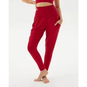 Ayma Active Kadın Kırmızı Comfort Pants - Yüksek Bel, 4 Kat Korsaj, Paçada Bant Detaylı, Rahat Kesim, Günlük Pilates, Yoga İçin Konforlu Pantolon