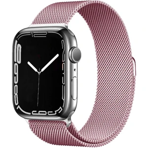 Apple Watch 7/8/9 45MM Uyumlu Kordon Metal Tel-Örgü Işlemeli Kordon