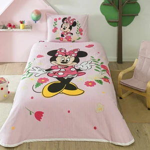 Lisanslı Minnie Mouse Golden Tek Kişilik Pamuk Pike Takımı