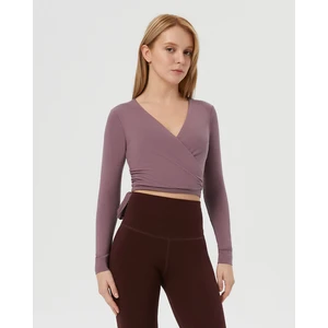 Ayma Active Lila Anvelop Belden Bağlamalı Crop Bluz
