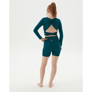 Ayma Active Kadın Petrol Uzun Kollu Sırt Pencereli Bluz - EcoVero Viskoz, Hafif Kumaş, Sırt Pencereli, Uzun Kollu, Göğüs Pedli, Pilates, Yoga, Günlük ve Spor Aktiviteleri İçin Rahat Bluz Crop Top