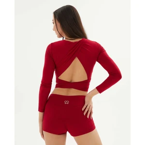 Ayma Active Kadın Kırmızı Uzun Kollu Sırt Pencereli Bluz - EcoVero Viskoz, Hafif Kumaş, Sırt Pencereli, Uzun Kollu, Göğüs Pedli, Pilates, Yoga, Günlük ve Spor Aktiviteleri İçin Rahat Bluz Crop Top