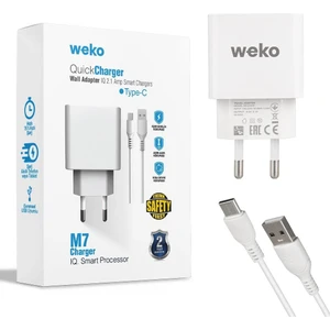 WEKO WK-21435 M7 2.1 AMPER ŞARJ BAŞLIK ADAPTÖRÜ + TYPE-C KABLO (NO:3)
