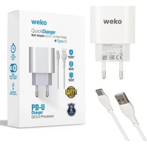 WEKO WK-21442 PDU QC 3.0 AMPER ŞARJ BAŞLIK ADAPTÖRÜ + TYPE-C KABLO (NO:1)