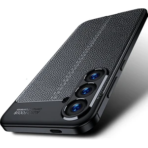 M.TK Moveteck Samsung Galaxy A55 Kılıf Kamera Korumalı Deri Dokulu Görünümlü Yumuşak Silikon Premium Soft Kapak
