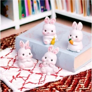 By Hobi Yap 4'lü Sevimli Tavşan Silikon Kalıbı