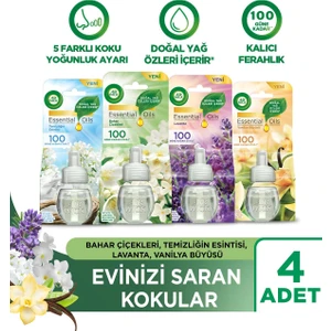 Air Wick Elektrikli Oda Kokusu Yedek Şişe 4 Lü Set ( 1 Bahar -1 Temizlik -1 Lavanta -1 Vanilya)