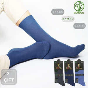 Kral Socks Bambu Erkek Soket Düz Uzun Çorap Klasik Yazlık Dikişsiz 3'Lü Premium Set