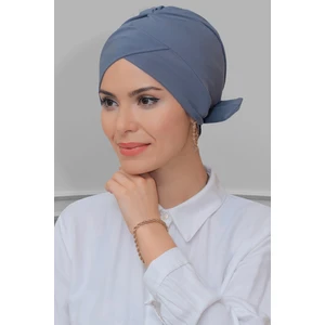 Hürrem Bone Gri Pratik Hazır Geçmeli Tesettür Bone Sandy Kumaş Fiyonklu Çift Taraflı Tek Çapraz 1833_15