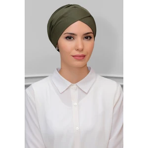 Hürrem Bone Haki Pratik Hazır Geçmeli Tesettür Bone Petekli Fiyonklu Çift Taraflı Tek Çapraz 1865_09