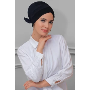 Hürrem Bone Siyah Pratik Hazır Geçmeli Tesettür Bone Sandy Kumaş Fiyonklu Çift Taraflı Tek Çapraz 1833_01