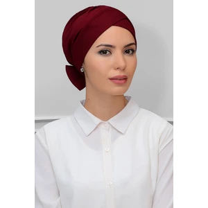 Hürrem Bone Bordo Pratik Hazır Geçmeli Tesettür Bone Petekli Fiyonklu Çift Taraflı Tek Çapraz 1865_16
