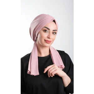 Hürrem Bone Pudra Pratik Hazır Geçmeli Tesettür Bone Kesik Elyaf Sade 2111_06