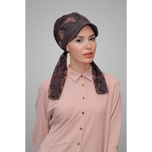 Hürrem Bone Vizon Şapkalı Tesettür Bone Kesik Elyaf Desenli Şifon Kemerli 1902_10