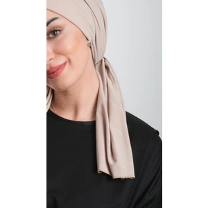 Hürrem Bone Bej Pratik Hazır Geçmeli Tesettür Bone Kesik Elyaf Sade 2111_12