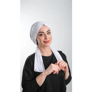 Hürrem Bone Beyaz Pratik Hazır Geçmeli Tesettür Bone Kesik Elyaf Sade 2111_42