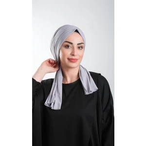Hürrem Bone Gri Pratik Hazır Geçmeli Tesettür Bone Kesik Elyaf Sade 2111_15