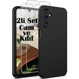 M.TK Moveteck Samsung Galaxy A55 Kılıf Kamera Korumalı Yumuşak Renkli Silikon + 9h Ekran Koruyucu Cam 2'li Set