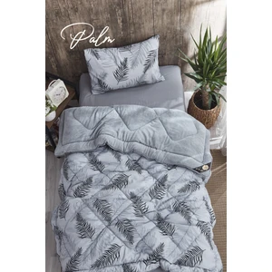 Marla Home Welsoft Tek Kişilik Palm Desenli Gri Yorgan Seti