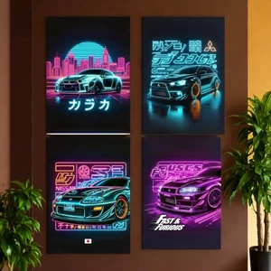 Avelon Premium Neon Dörtlü Poster Seti Fast & Furious