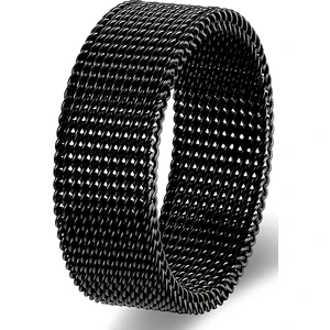 Takı Dükkanı Unisex 8mm Esnek Örgü Hasır Çelik Yüzük SB1SB2