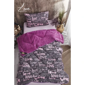 Marla Home Welsoft Tek Kişilik Love Desenli Yorgan Seti