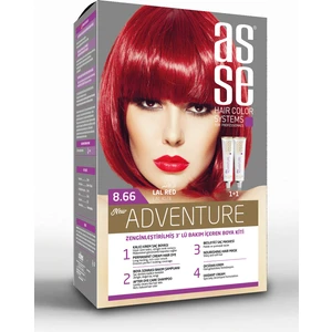 Adventure Set Saç Boyası, Kalıcı ve Canlı Renkler 1+1 İki Kullanım Seti (No:8.66 Lal Kızıl)
