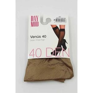 & Daymod Venüs 40 Parlak Orta Kalın Bronz Rengi 3 Çift Diz Altı Çorap