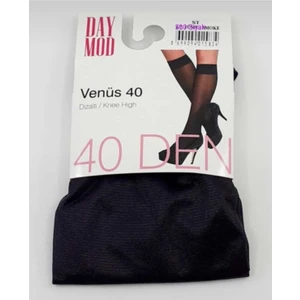 & Daymod Venüs 40 Parlak Orta Kalın Siyah Renk 3 Çift Diz Altı Çorap