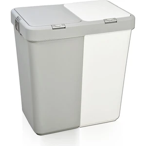 Çok Amaçlı Çift Bölmeli 80 Litre Çamaşır - Kirli Sepeti Gri-Beyaz