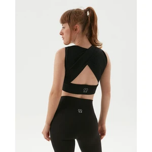 Ayma Active Siyah EcoVero Sırt Dekolteli Drape Detaylı Crop Sırt Pencereli Büstiyer